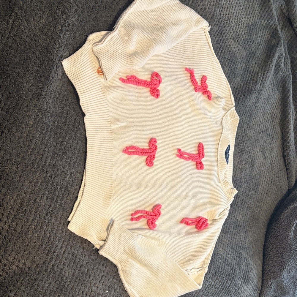 Simply Southern Cream Sweater with Pink Details